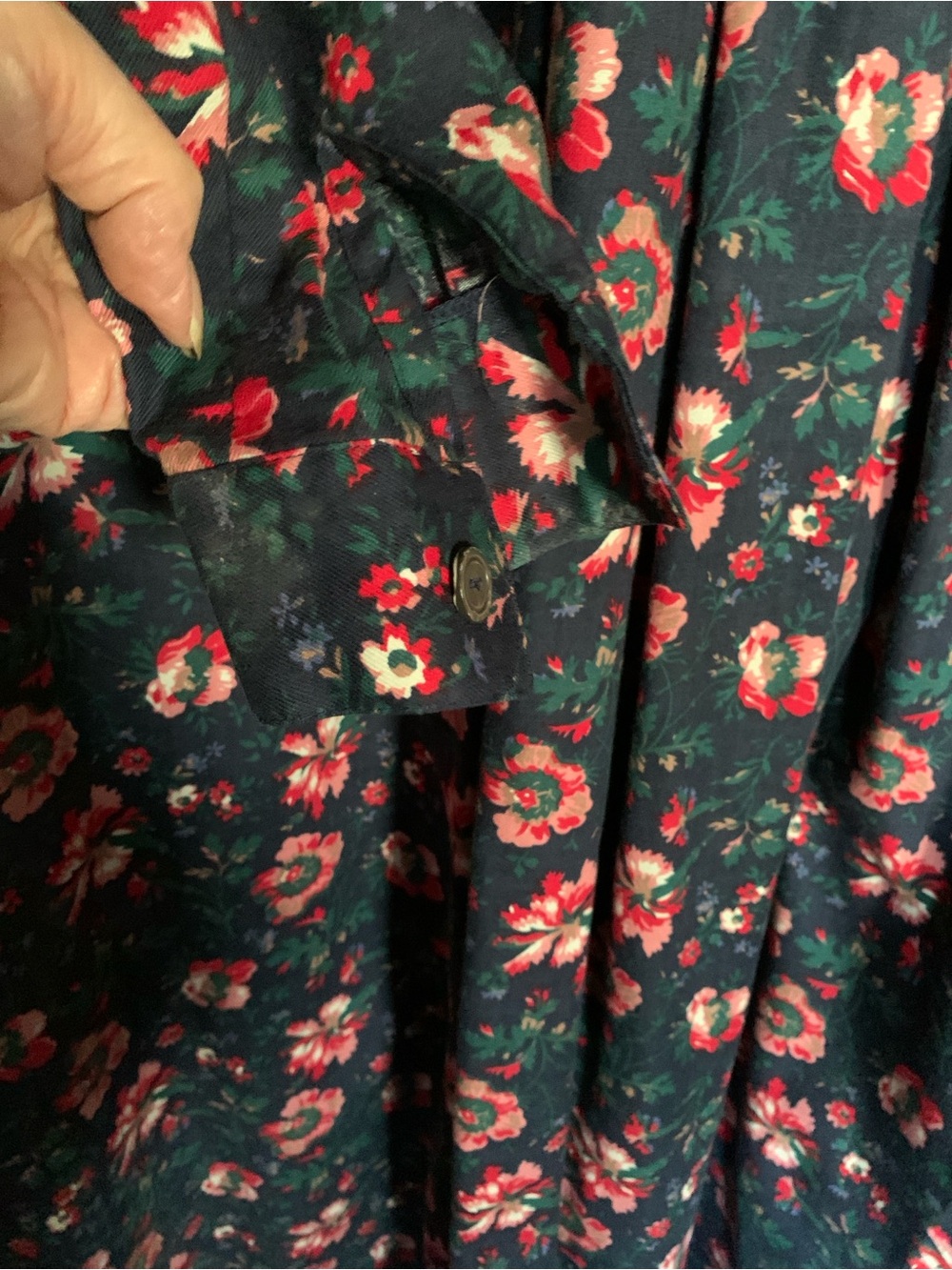 Vintage Laura Ashley Floral Navy Midi Dress with Contrast Collar 8 - Picture 3 of 12